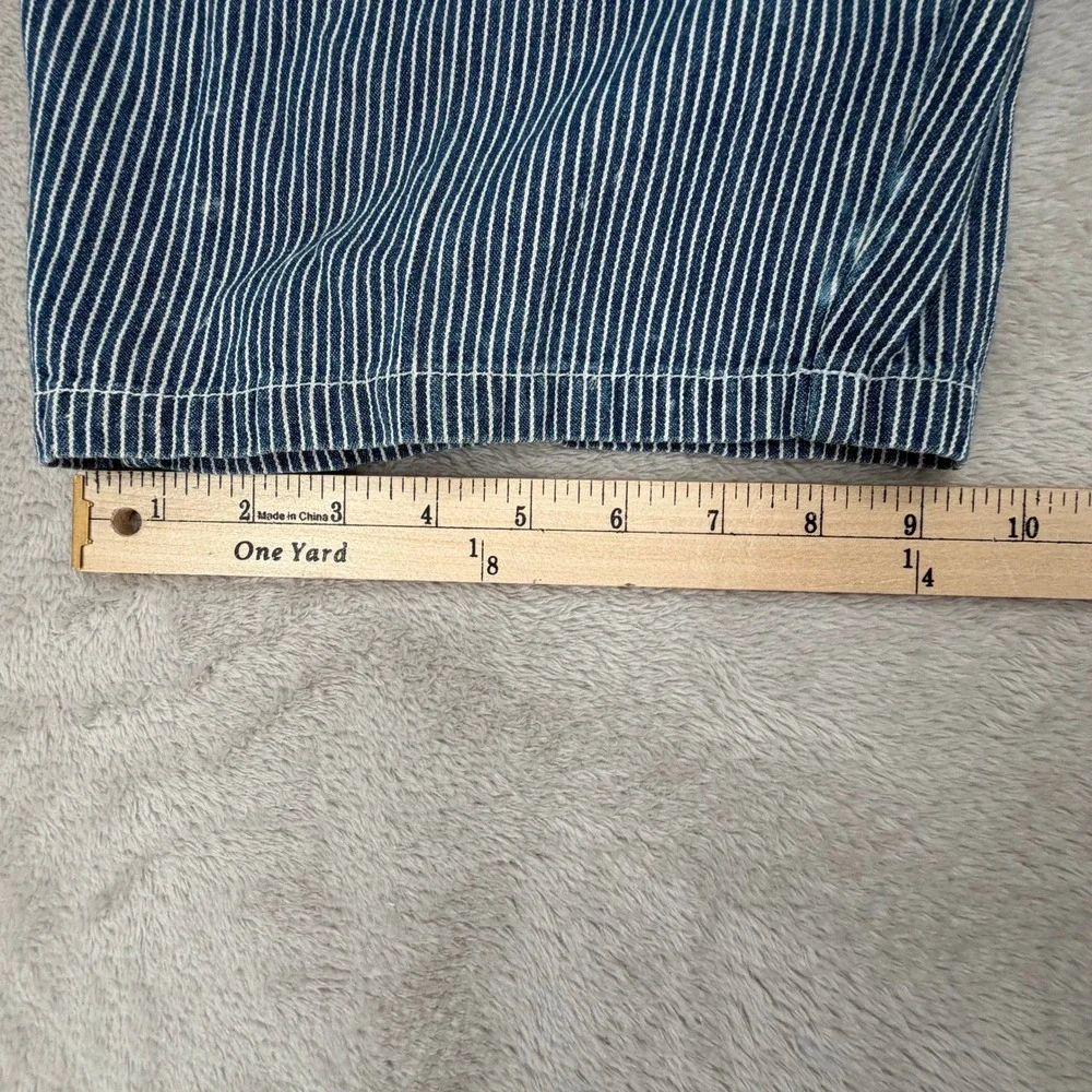 Vintage Tom & Jerry Mens XL Blue Hickory Stripe Denim Shorts Preowned Stains